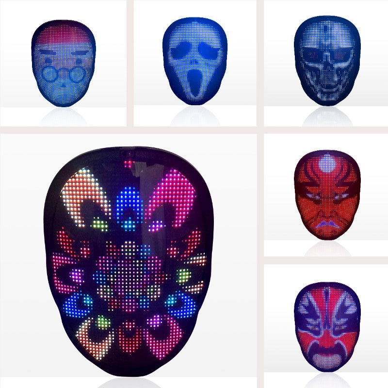 Color Changing LED Halloween Mask Full Color Light Up Mask for Parties and Cosplay