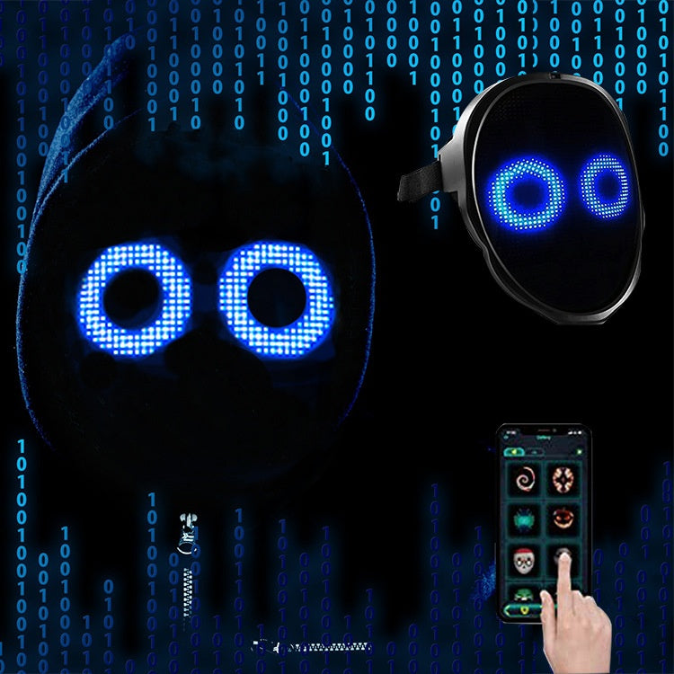 Color Changing LED Halloween Mask Full Color Light Up Mask for Parties and Cosplay