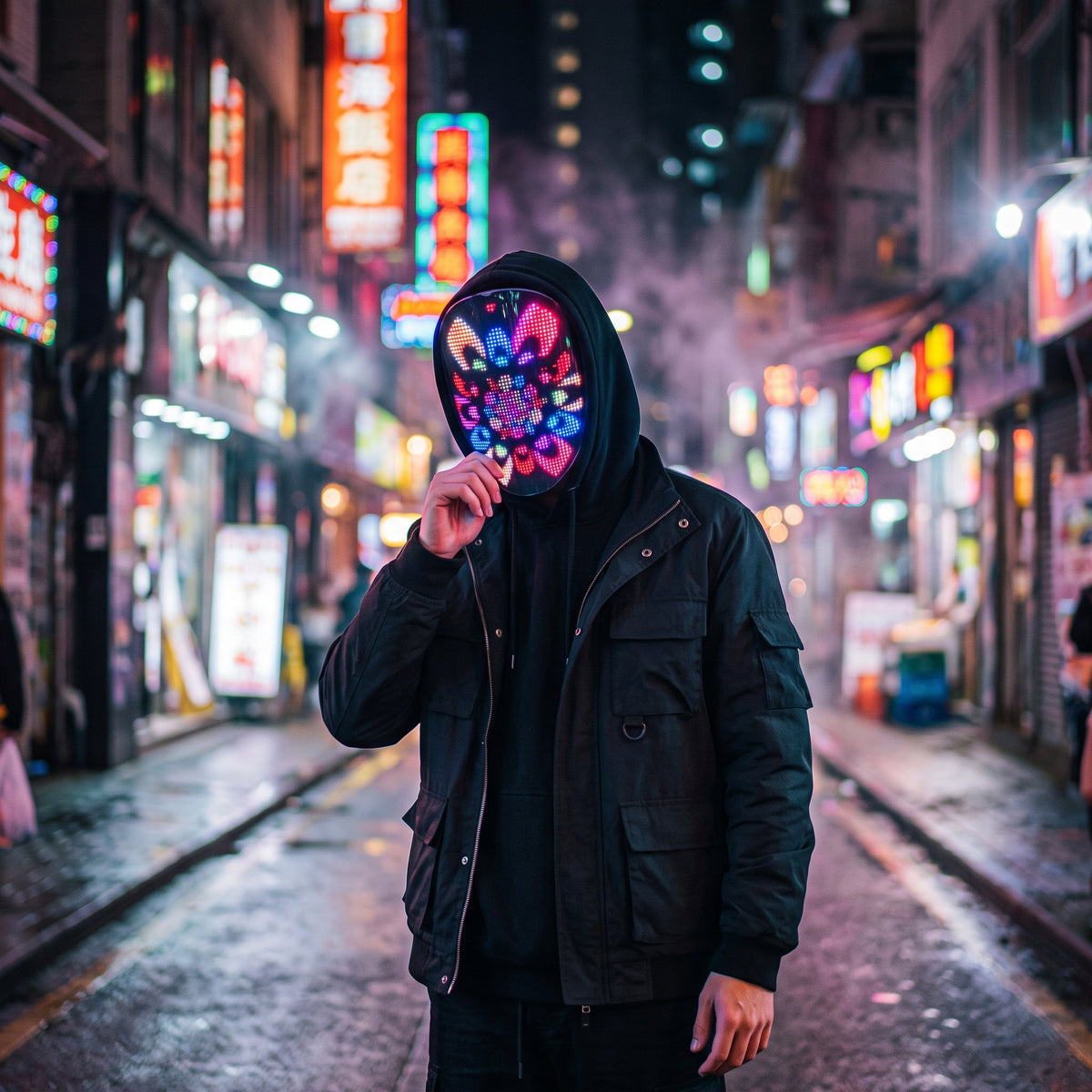 Color Changing LED Halloween Mask Full Color Light Up Mask for Parties and Cosplay